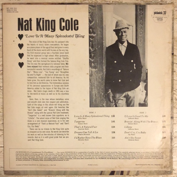Nat King Cole Love Is A Many Splendored Thing Vinyl Lp - Picture 7 of 7